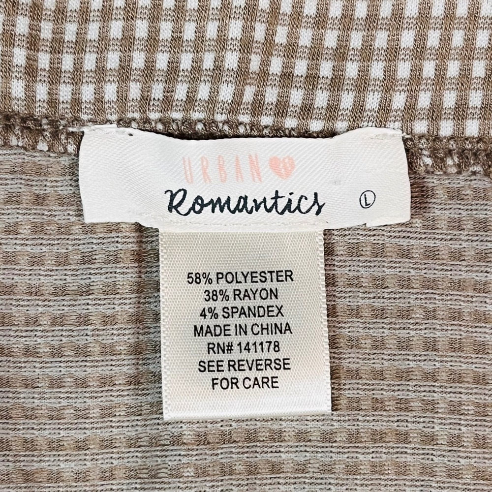 Urban Romantics Pleated Mini Skirt Womens L Tan Gingham Drop Waist Preppy Skater - Picture 6 of 9